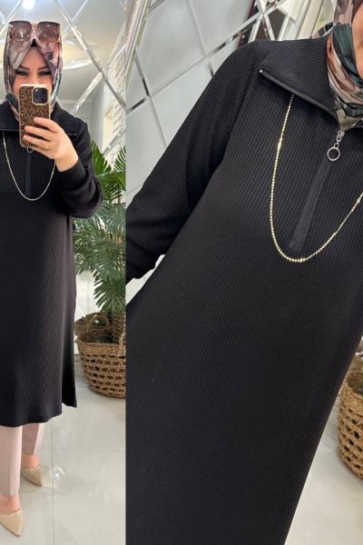 Tuna tunik fitilli triko siyah