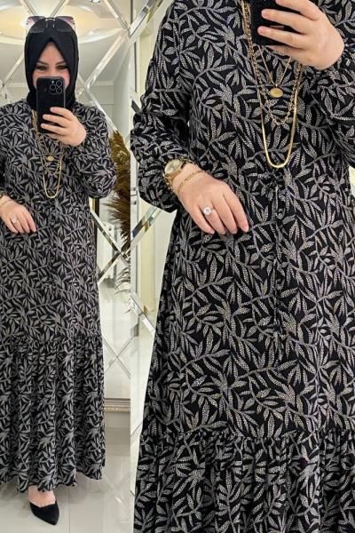 Türkan elbise yumuşak viskon siyah