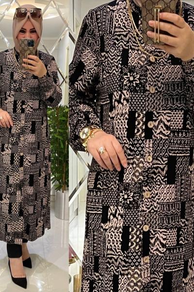 Tutku Örme Krep Penye Gömlek Siyah