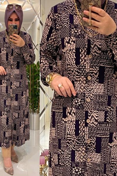 Tutku Örme Krep Penye Gömlek Mürdüm