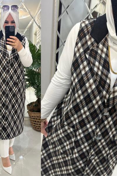 Venüs yelek yün kaşe kumaş camel