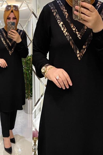 Vera İkiiplik Penye Tunik Siyah