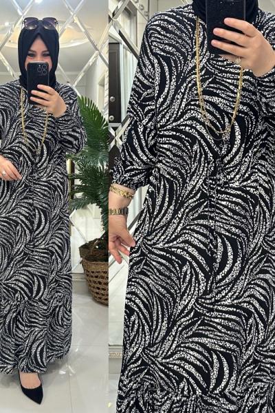 Yeliz elbise viskon kumaş siyah/beyaz