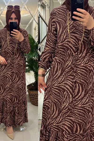 Yeliz elbise viskon kumaş kahve