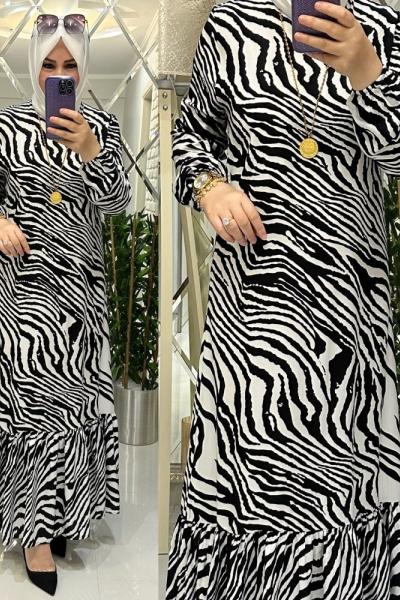 Yeni zebra elbise siyah/beyaz
