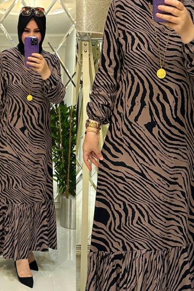 Yeni zebra elbise kahve