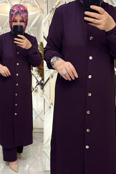 Zali takım ayrobin kumaş mor