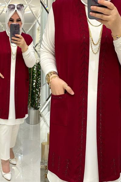 Zeliş yelek penye kumaş kırmızı