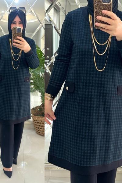 Zeynep takım örme penye kumaş mavi