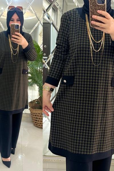 Zeynep takım örme penye kumaş haki