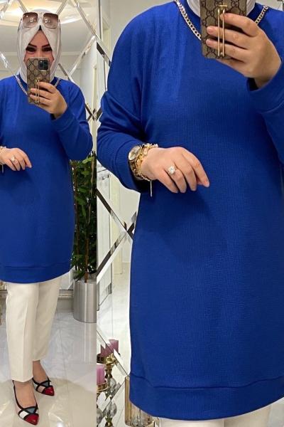 Zincir kolyeli fitilli penye tunik saks