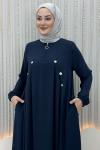 3 Düğme Elbise Lacivert