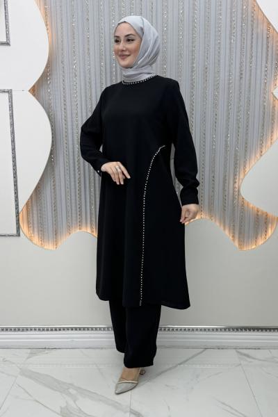 Akım Pantolonlu Takım Siyah