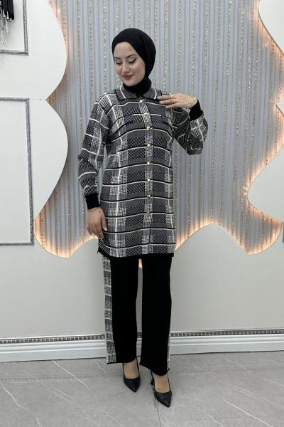 Akkız Düğmeli Takım Siyah