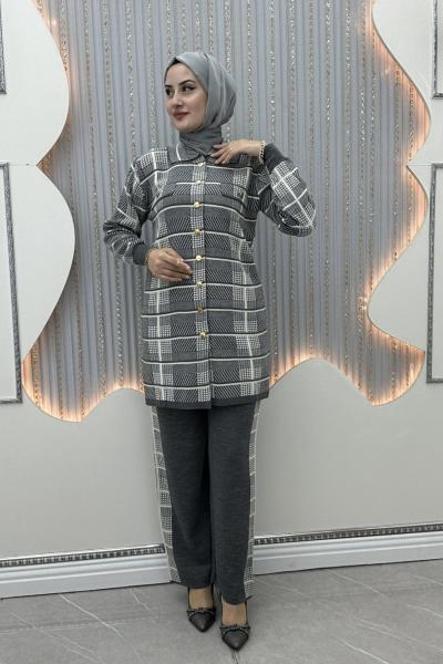 Akkız Düğmeli Takım Gri