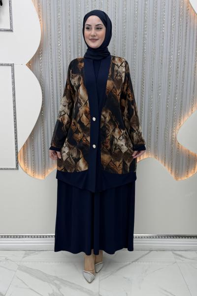 Alime Elbiseli Hırka Lacivert