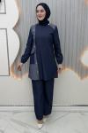 Almina Pantolonlu Takım Lacivert