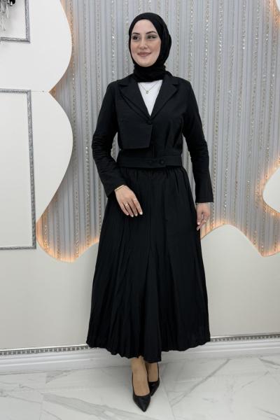 Asrın etekli takım Siyah