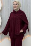 Atkı pantolonlu takım Bordo