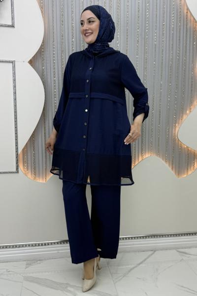 Aysel pantolonlu takım Lacivert