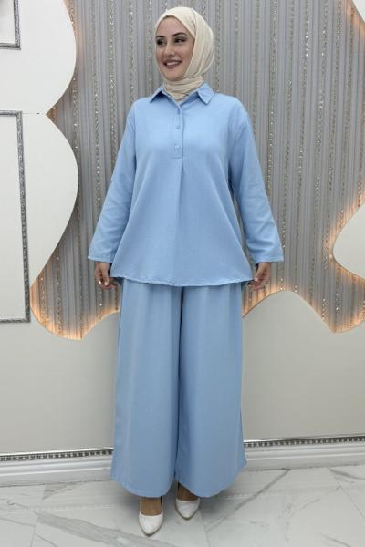 Bade pantolonlu takım Mavi