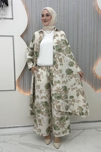 Bahargül Pantolonlu Takım Yeşil