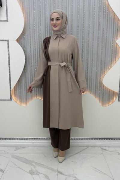 Behice Pantolonlu Takım Vizon