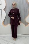 Bensu Pantolonlu Takım Bordo