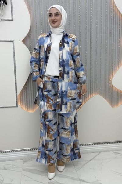 Ebrar Pantolonlu Takım Mavi