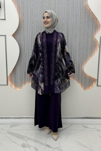 Efsa Pantolonlu Takım Mor