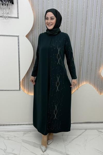 Ella Taşlı Abiye Zümrüt