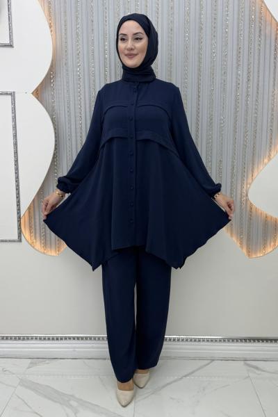 Feriha Pantolonlu Takım Lacivert