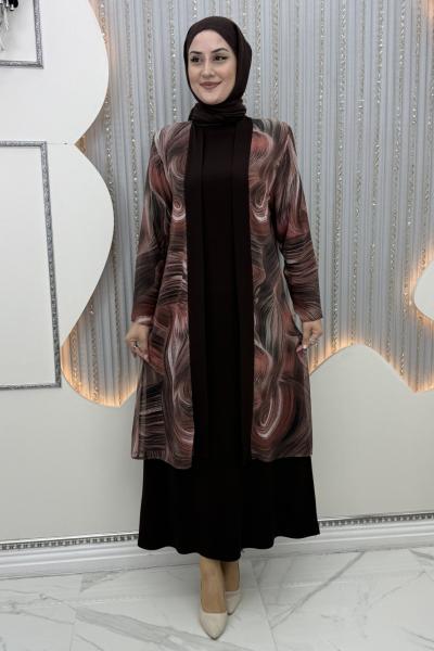 Galaksi elbiseli hırka Kahverengi