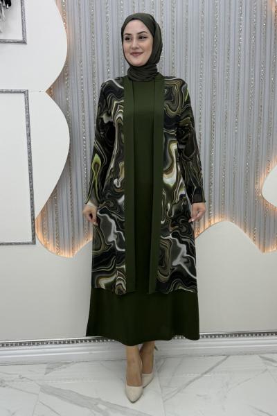 Galaksi elbiseli hırka Haki