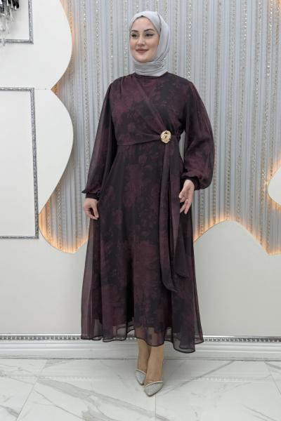 Gece Baharı Elbise Bordo