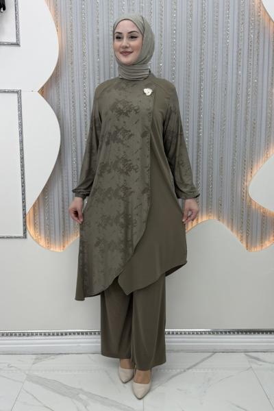 Gülümser Pantolonlu Takım Haki