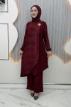 Gülümser Pantolonlu Takım  Bordo