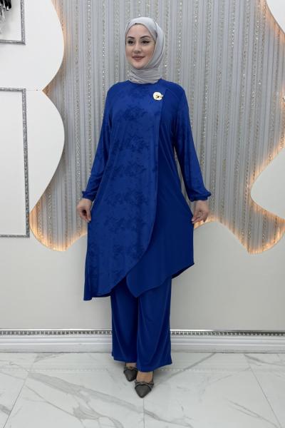 Gülümser Pantolonlu Takım Mavi