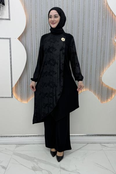 Gülümser Pantolonlu Takım Siyah