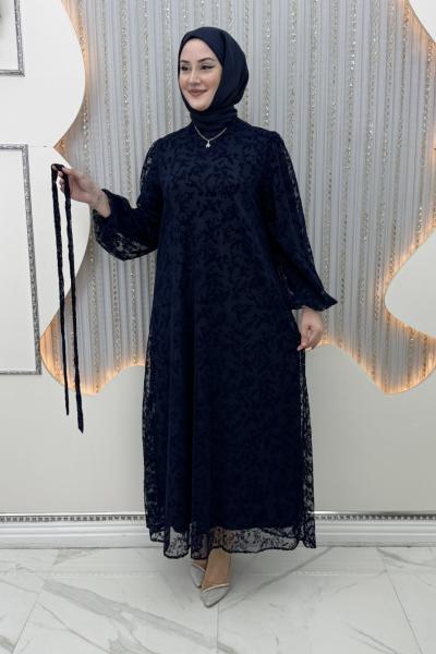 Güpür Elbise Lacivert