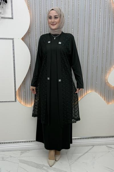 Hanımtül Hırkalı Elbise Haki