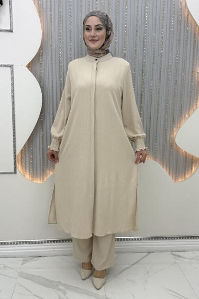 Havalı Pantolonlu Takım Krem