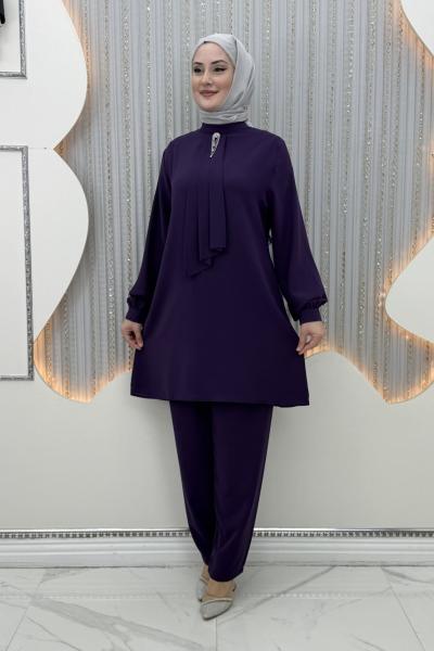 Hoşneva Pantolonlu Takım  Mor