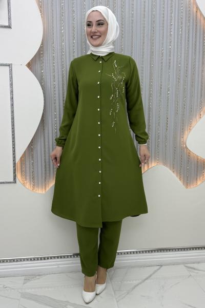 İkra Pantolonlu Takım Yağ Yeşili