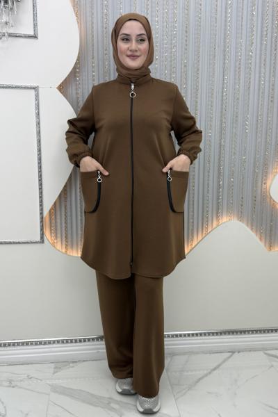 Ilgın Pantolonlu Takım Kahverengi