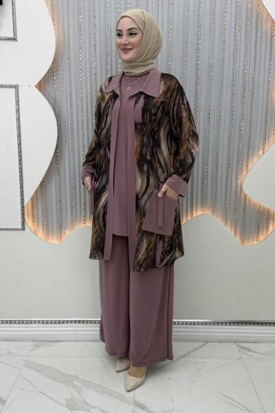 Kadriye Pantolonlu Takım Pudra