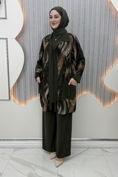 Kadriye Pantolonlu Takım Haki