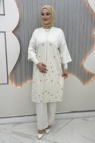 Kalp Simli 3’lü Takım Krem