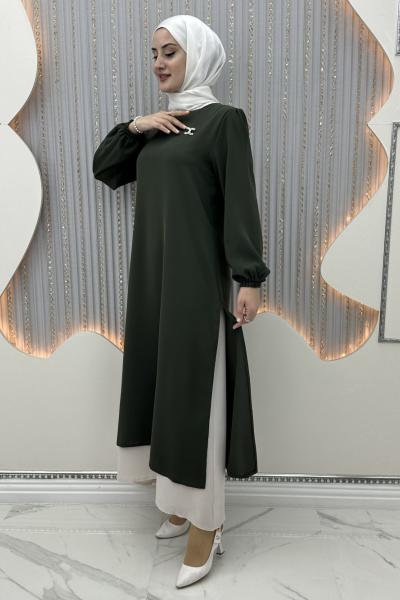 Katarina çift katlı elbise Haki