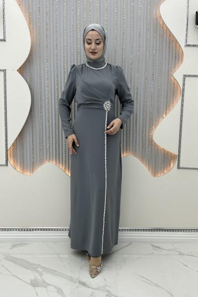 Kışmasalı Abiye Gri